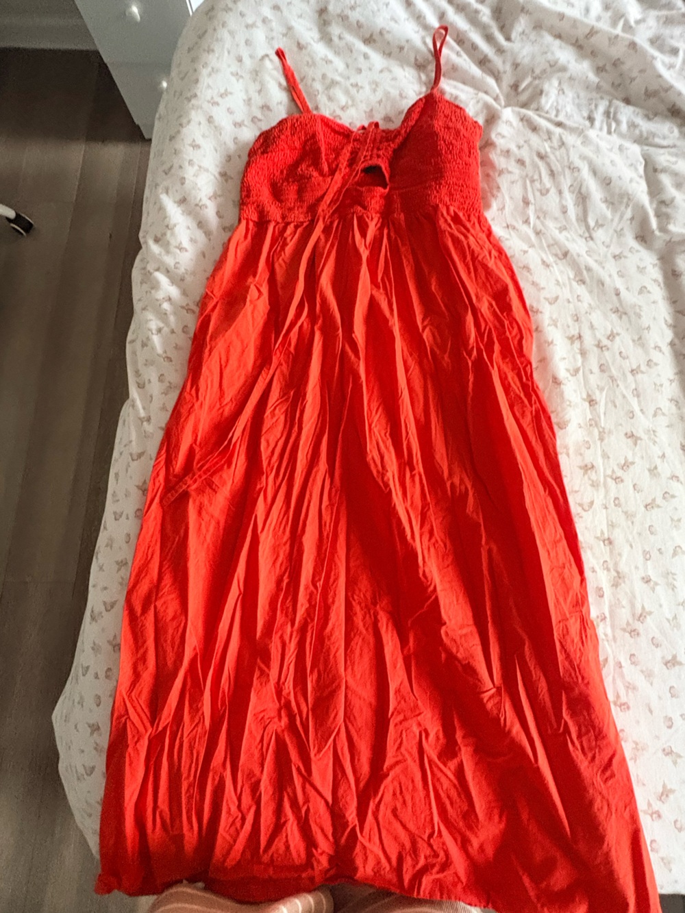 Universal Thread Red Maxi Dress with Smocked Bodice